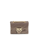 PINKO Brown Calf Leather Bos Taurus Shoulder Bag